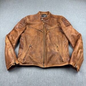 Aviatrix Leather Jacket Mens Large Brown Full Zip Biker Moto Outdoor Made in UK